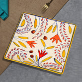 Premium Hand Painted In Traditional Design Ceramic Square Platter - Multicolor, L X B ā 18 Cm X 18 Cm | Starter Serving Tray